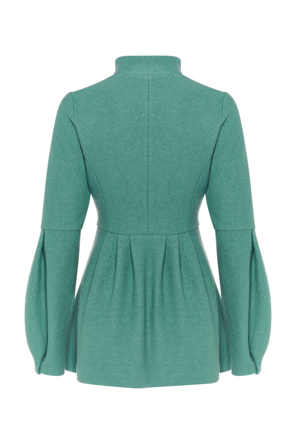 AUDREY Mint Boiled Wool Belted Jacket