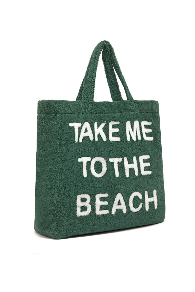 Terry-towelling TAKE ME TO THE BEACH tote bag