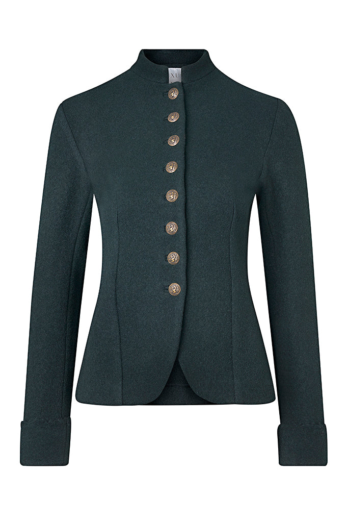 REGIMENTAL Midnight Green Boiled Wool Tailored Uniform Jacket Front